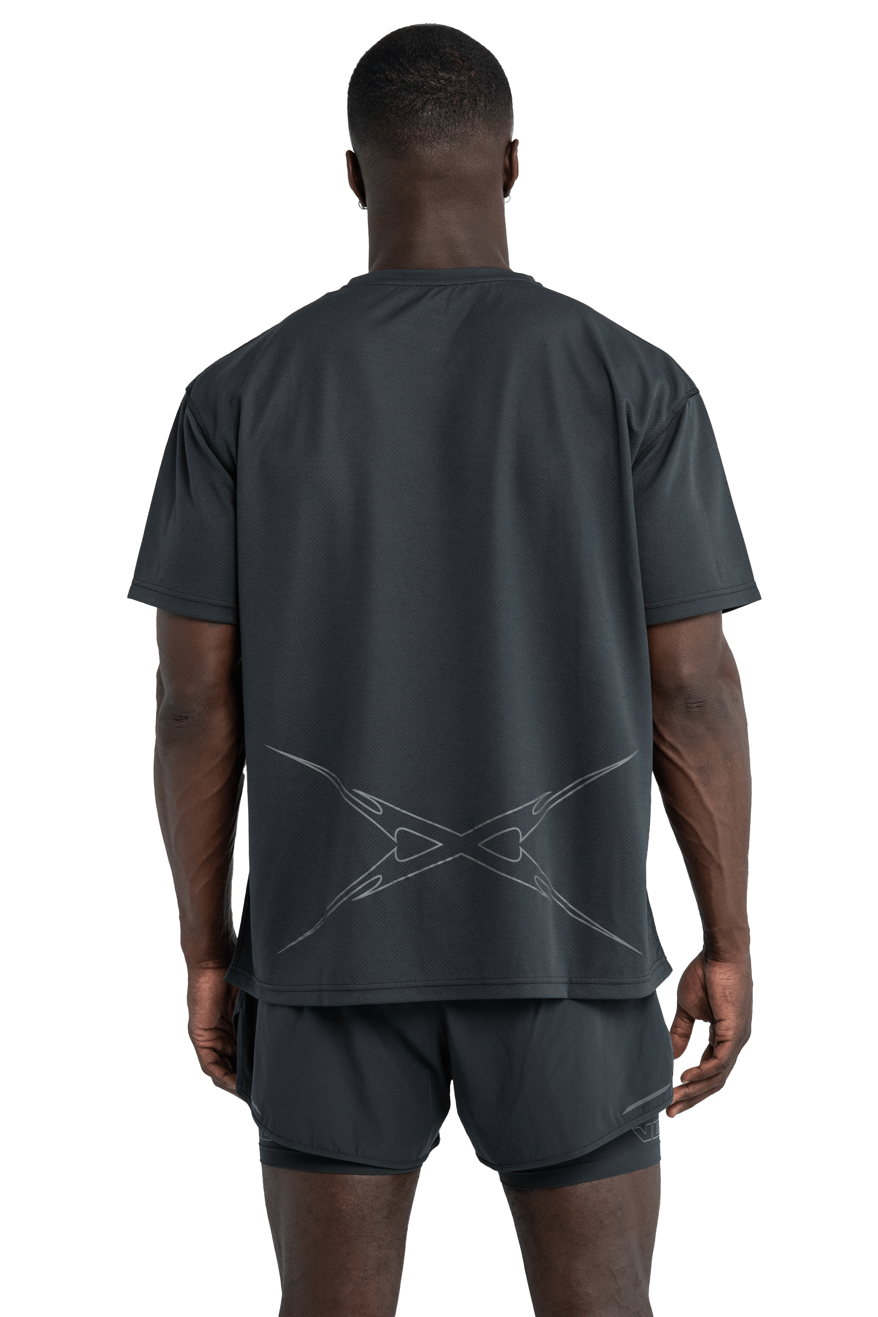 טי שירט גזרת בוקסי CROSS GRAPHIC - Dark Gray
