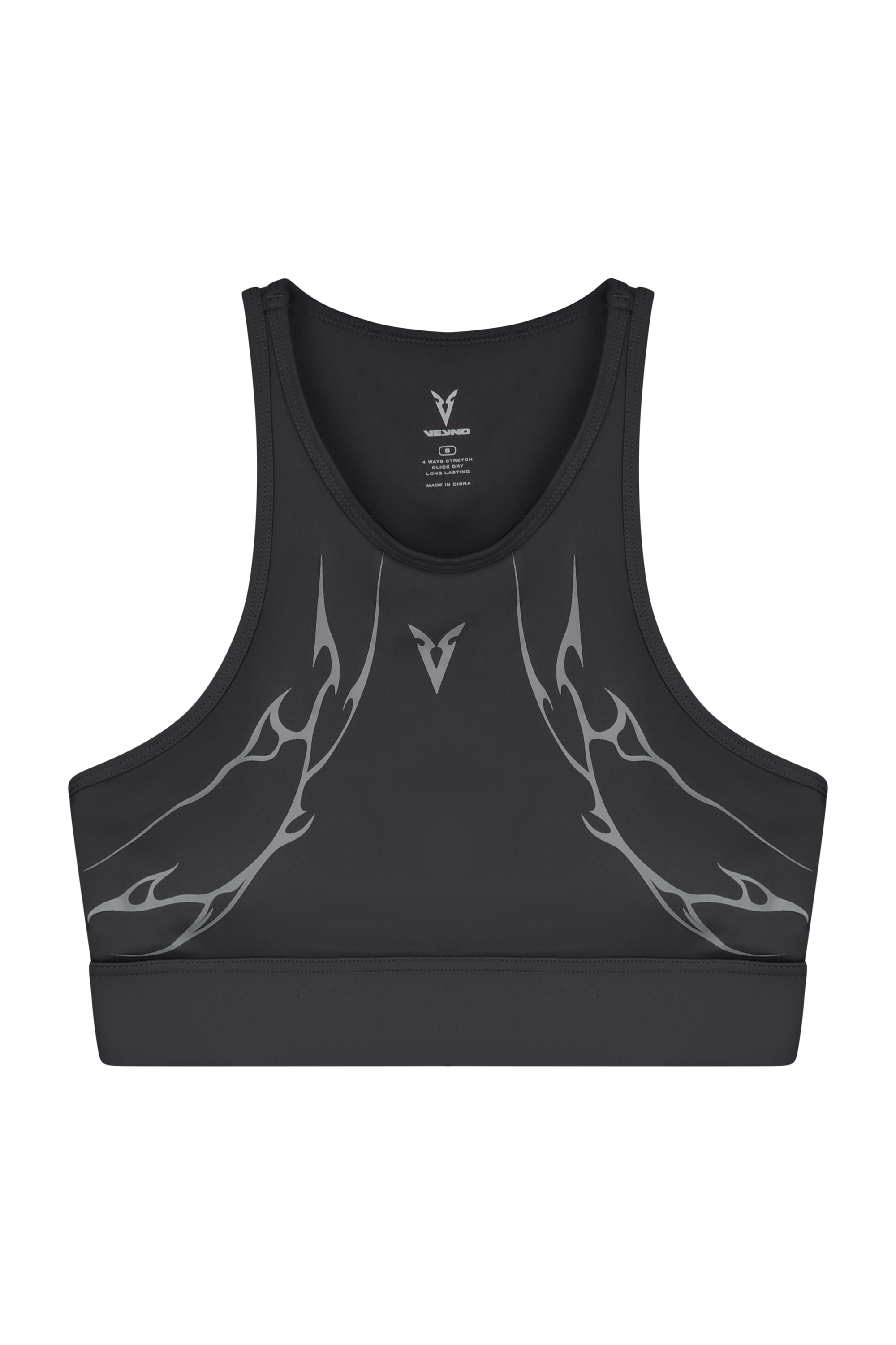 חזיית ספורט HIGH NECK GRAY VEINS GRAPHIC - GRAY