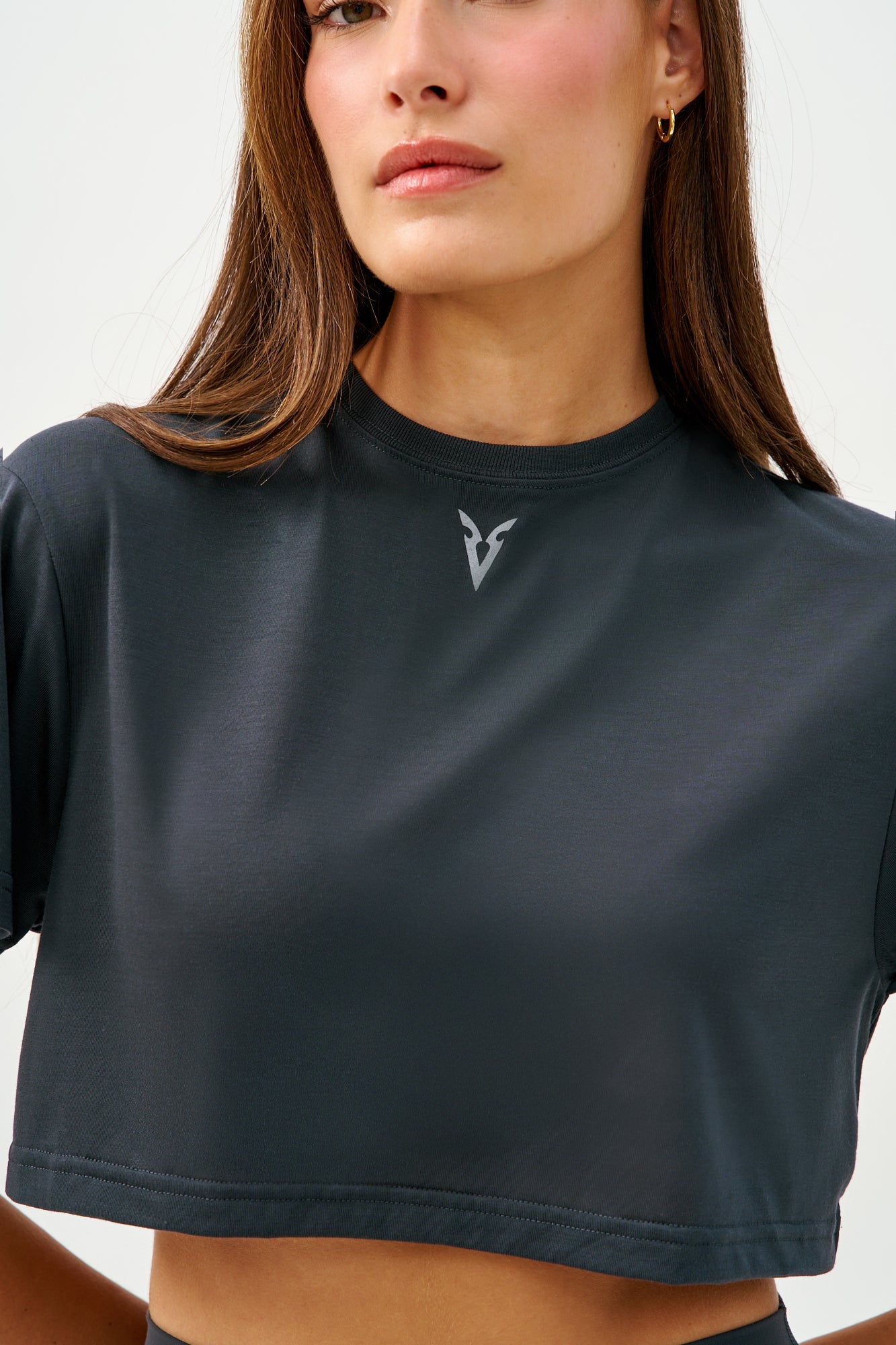 טי שירט גזרת בוקסי - Dark Gray